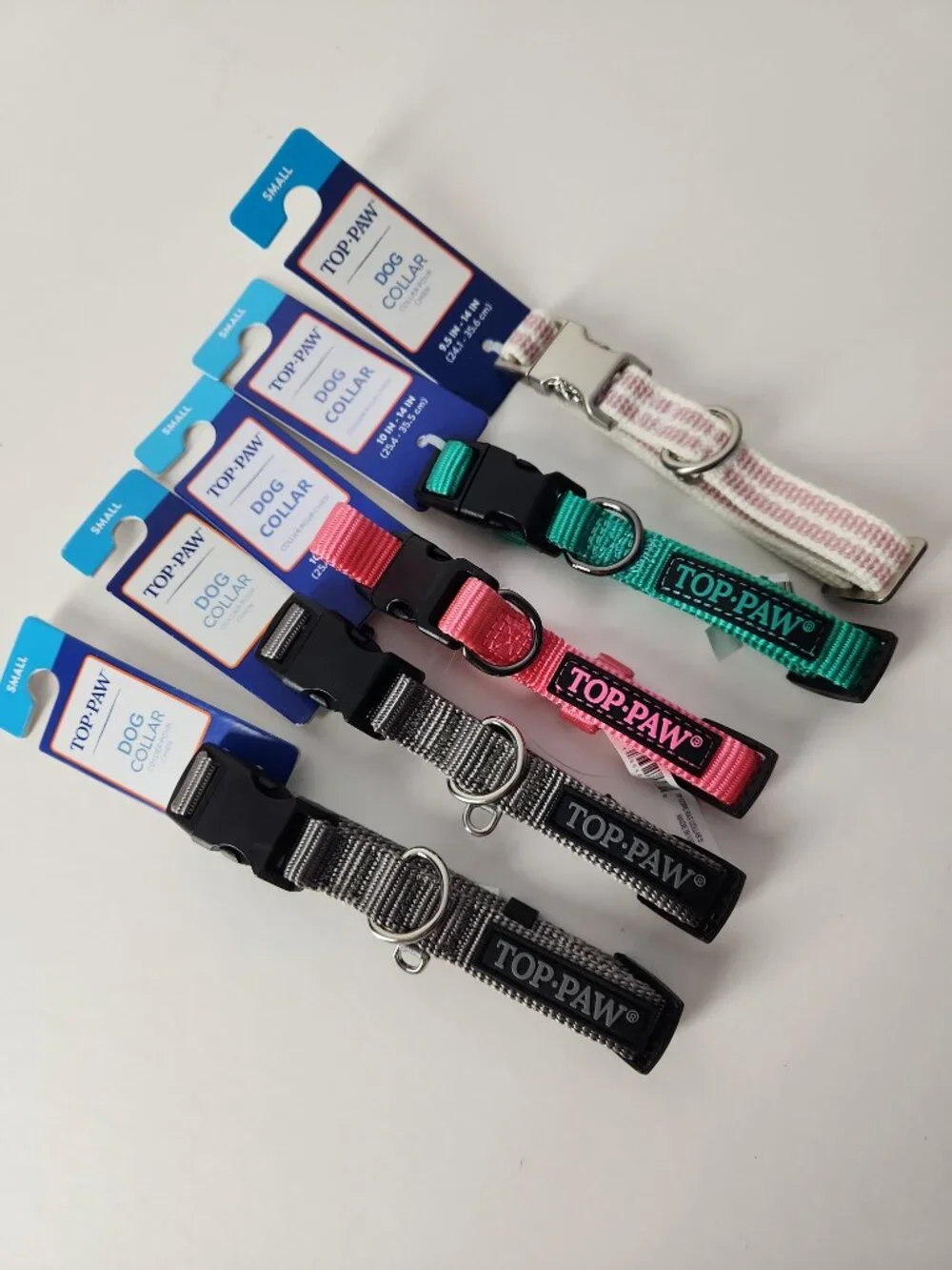 Set of 5 Dog Collars size Small gray pink green Top-Paw new bundle lot
